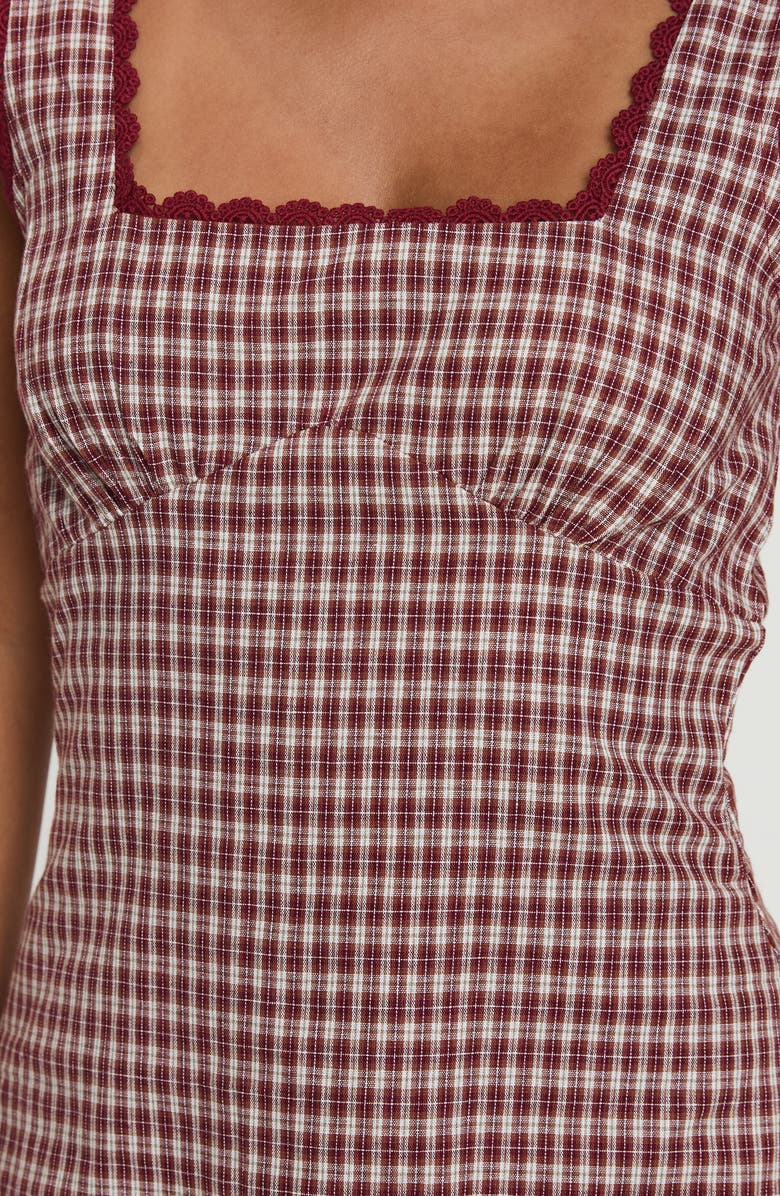 Princess Polly Dasha Check Cotton Fit & Flare Minidress, Alternate, color, Red Check