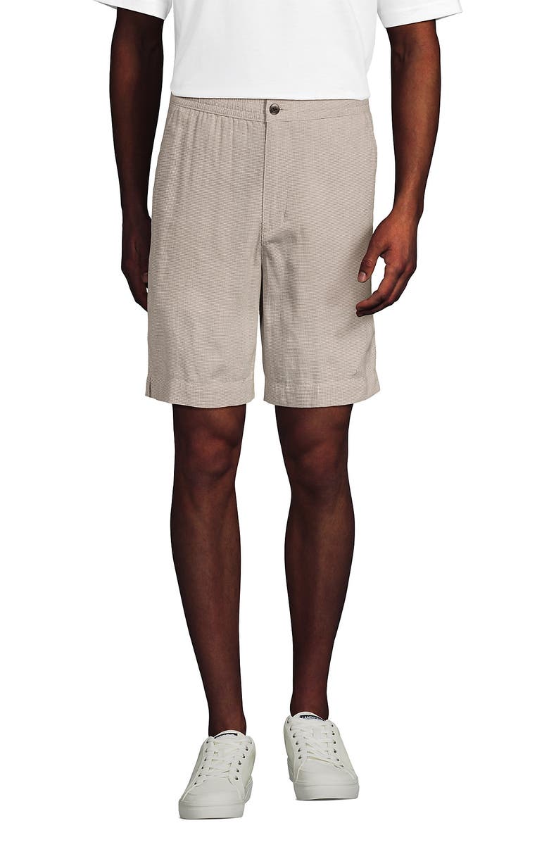 Lands' End 7" Classic Fit Linen Cotton E-Waist Short, Main, color, Pale Desert Tan