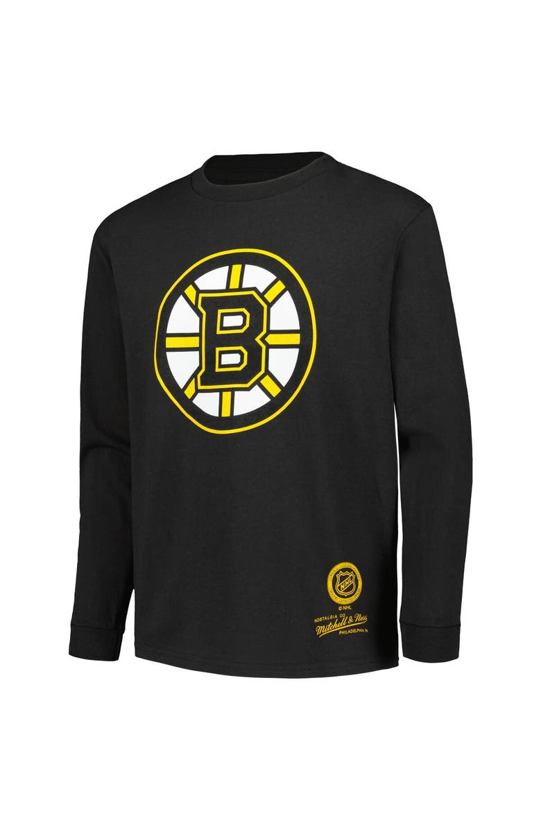 Mitchell & Ness Youth Mitchell & Ness Black Boston Bruins Throwback Logo Long Sleeve T-Shirt, Alternate, color, 