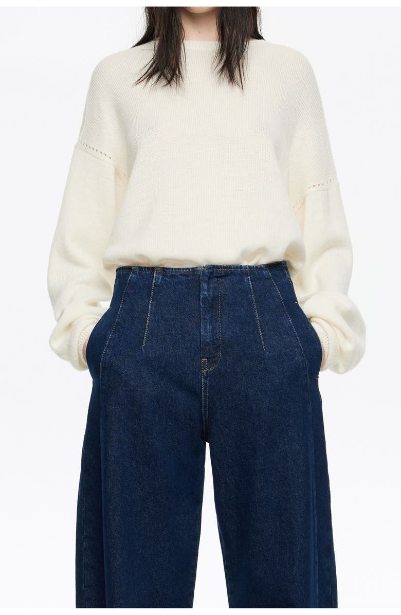 Bimba y Lola Open-Knit Wool Sweater, Main, color, Ivory