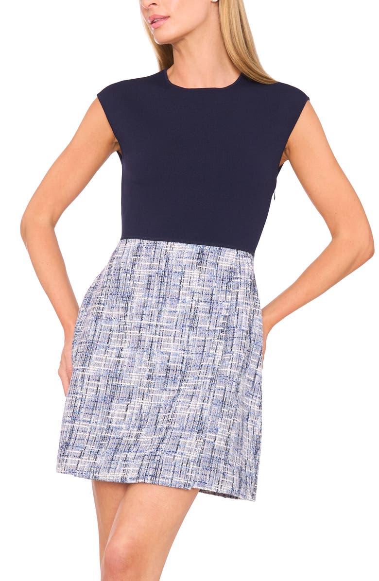 Ted Baker Mixed Media Minidress, Alternate, color, Baritone Blue