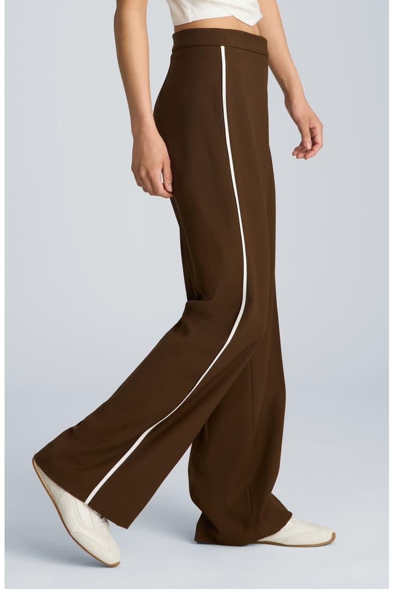 Side Stripe Wide Leg Pants, Alternate, color, BRUNETTE/ PURE WHITE