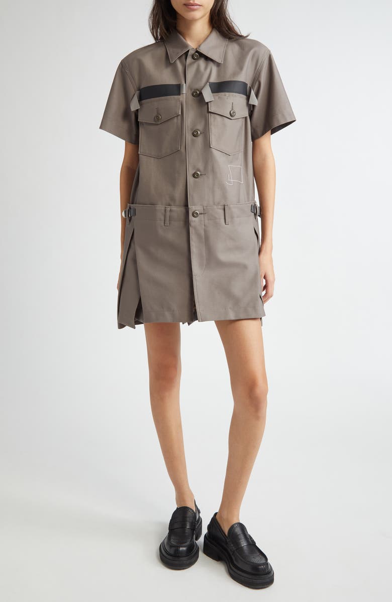 Sacai Cotton Cargo Dress, Main, color, Taupe