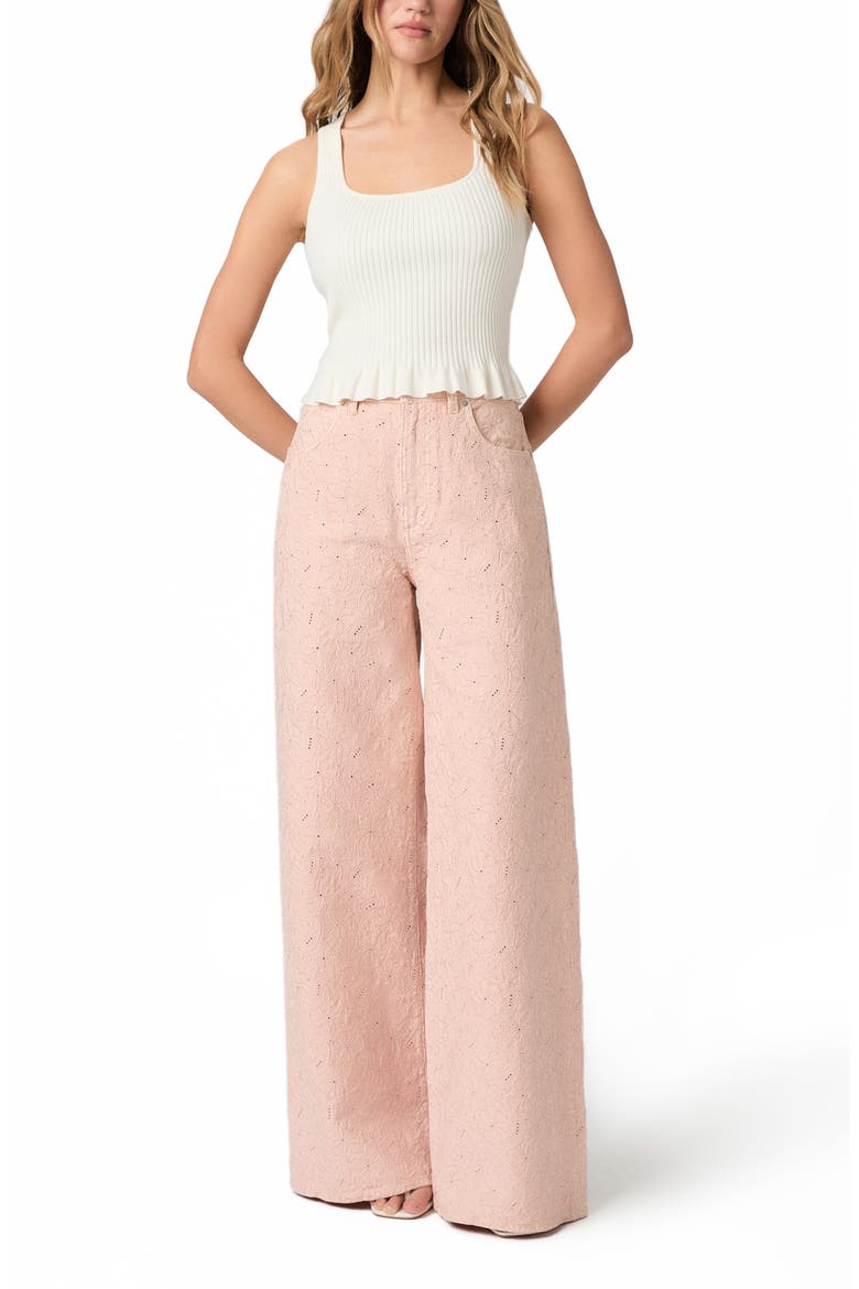 Cameron High Waist Wide Leg Jeans, Alternate, color, SUNSET PEACH EMBROIDERED