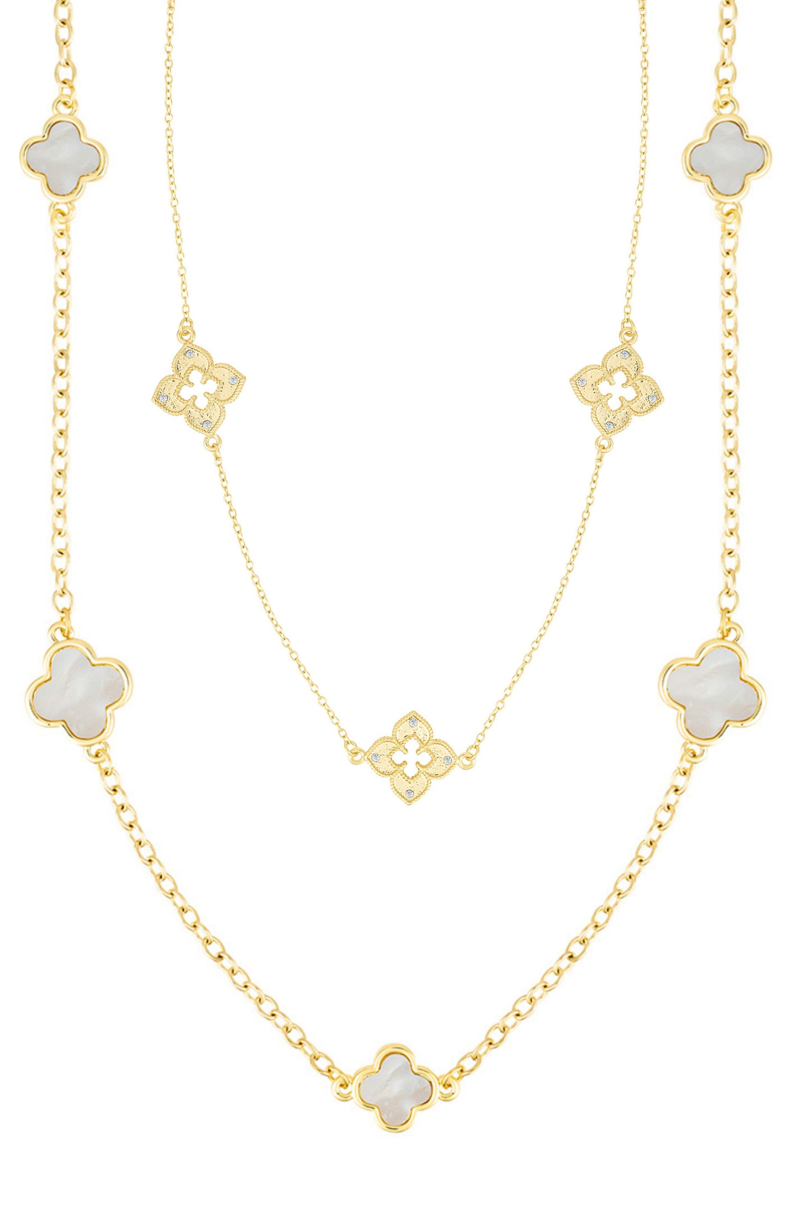 Adornia Set of 2 Assorted Clover Station Necklaces
