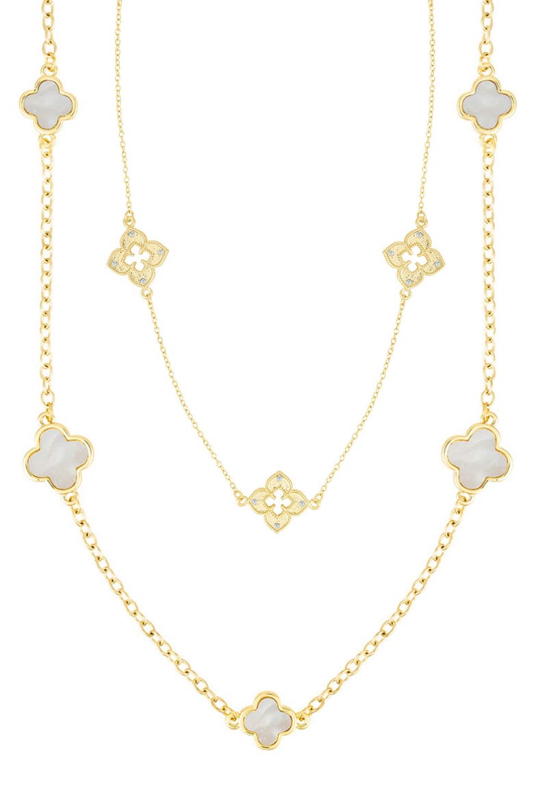Set of 2 Assorted Clover Station Necklaces, Main, color, GOLD