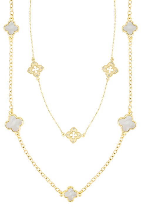 Set of 2 Assorted Clover Station Necklaces