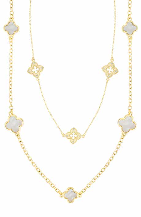 Adornia Set of 2 Assorted Clover Station Necklaces