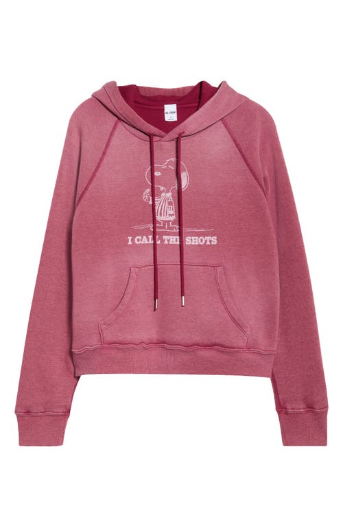 Re/done Classic Peanuts® Snoopy Thermal Lined Hoodie In Pink
