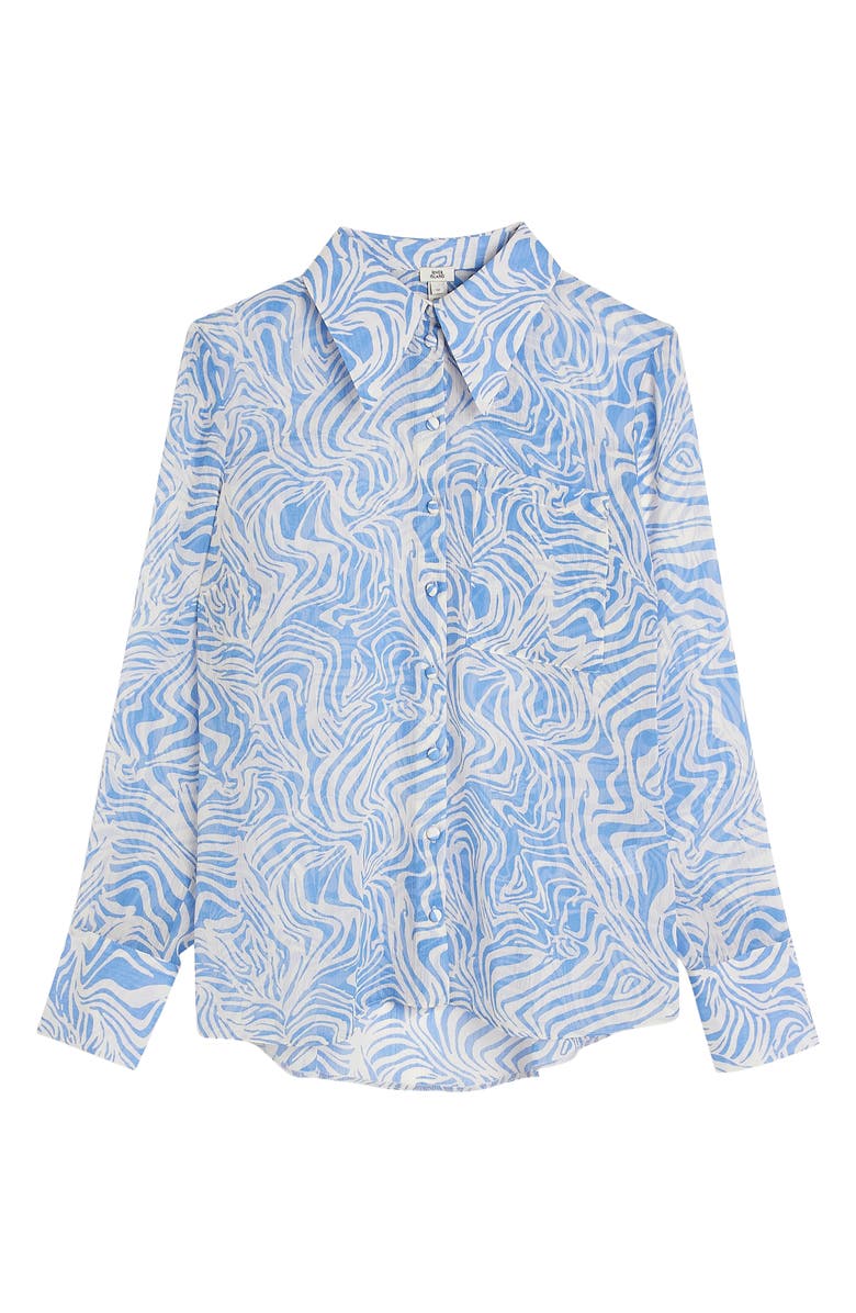 River Island Slim Fit Swirl Print Long Sleeve Chiffon Button-Up Shirt, Alternate, color,