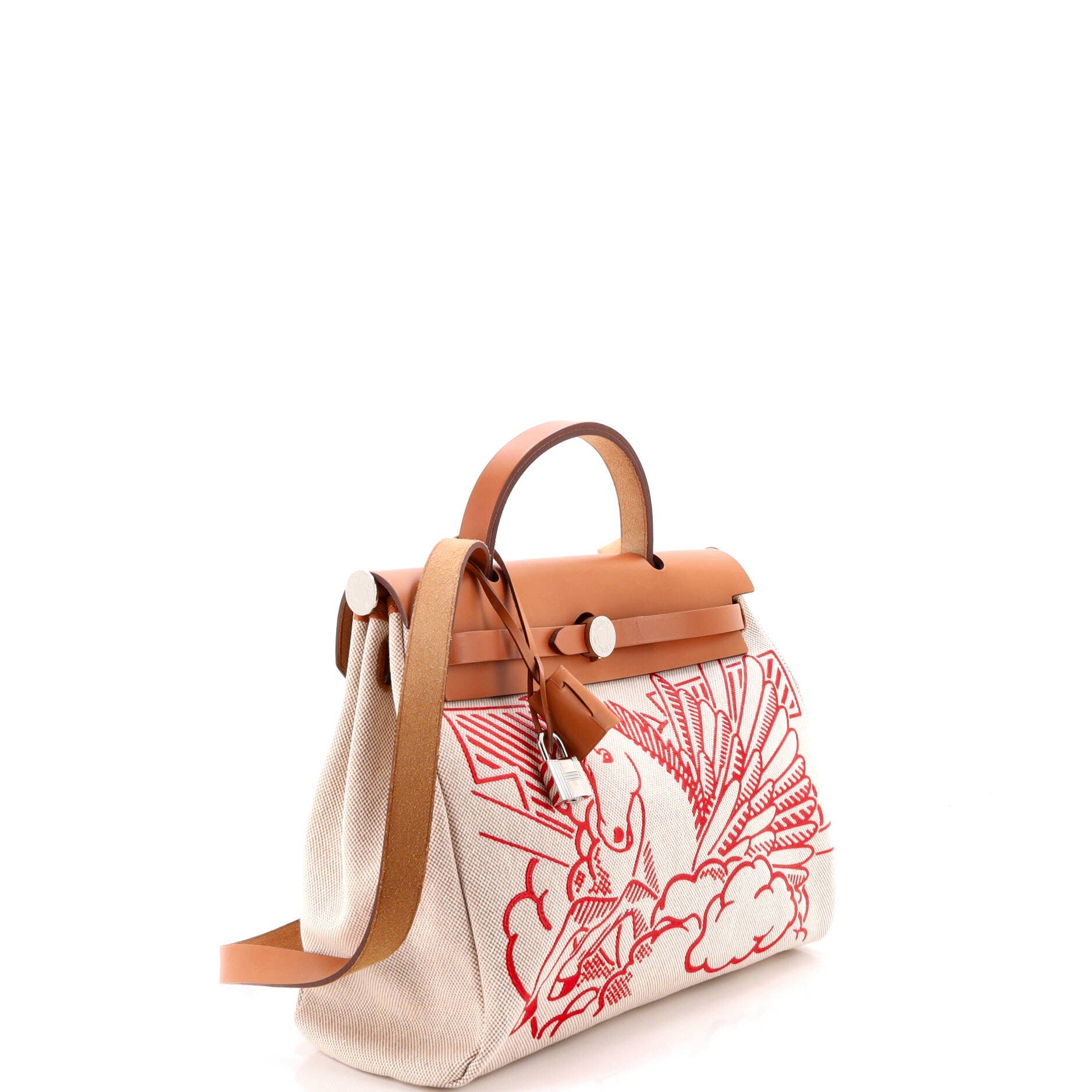 Pre-Owned Hermes Herbag Zip Pegase Pop Toile and Leather 31, Alternate, color, Gold