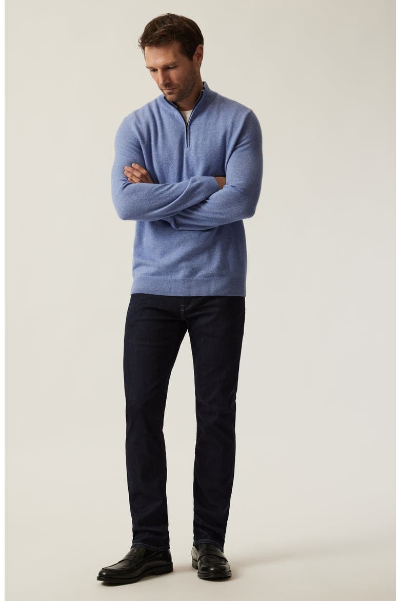 Cashmere, Silk & Wool Quarter Zip Sweater, Alternate, color, SKIPPER BLUE