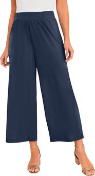 Jessica London Stretch Knit Wide Leg Crop Pant