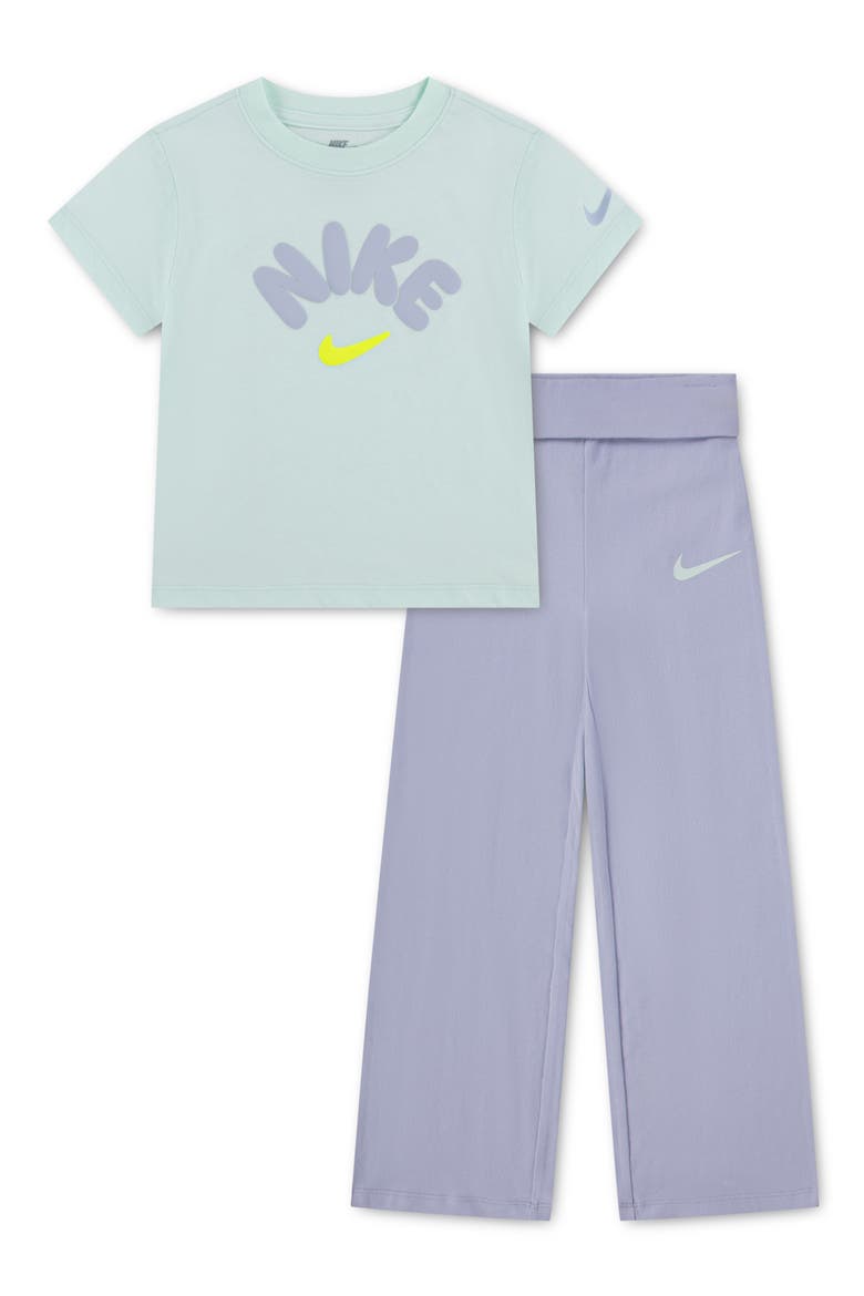 Kids' Bold Play T-Shirt & Wide Leg Pants Set, Main, color, GHOST