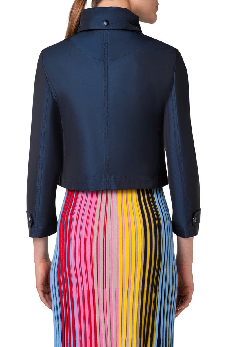 Akris punto Water Repellent Techno Satin Hooded Crop Jacket, Alternate, color, 