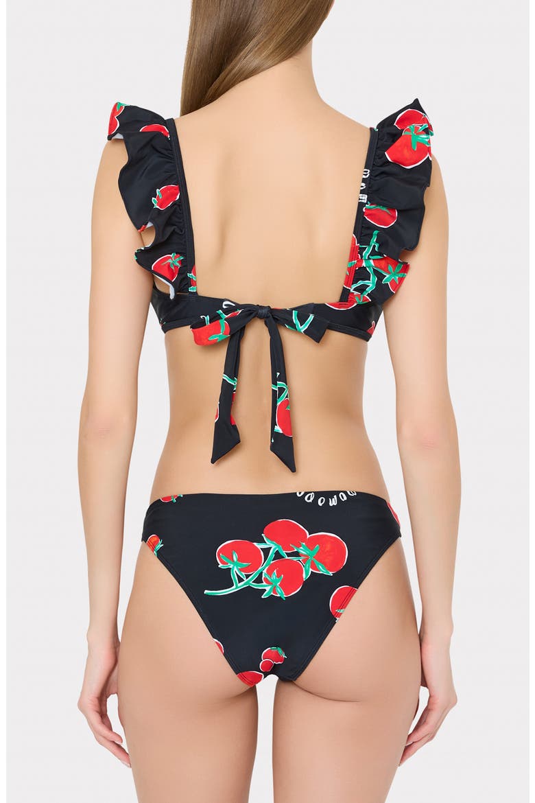 Pomodoro Ruffle Bikini Top, Alternate, color, BLACK/ RED