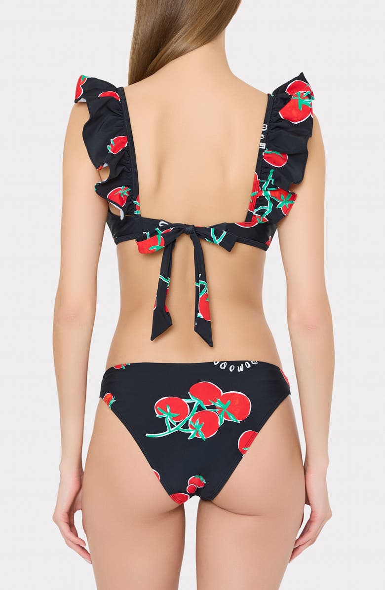 Milly Margot Pomodoro Bikini Bottoms, Alternate, color, Black/ Red
