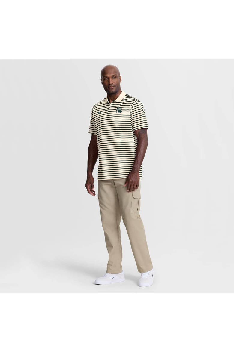 Men's Nike Cream Michigan State Spartans Primary Logo Striped Dri-FIT Polo, Alternate, color, Cream