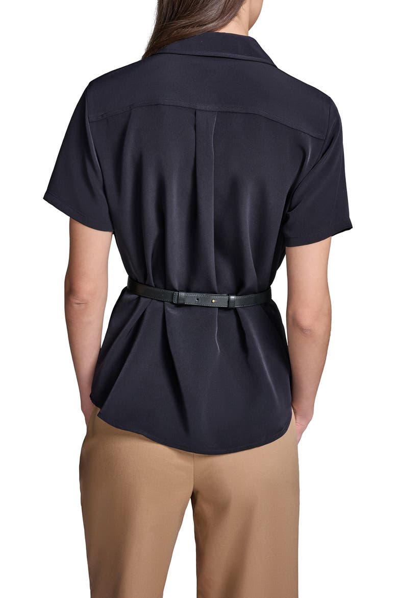 Belted Button-Up Shirt, Alternate, color, MIDNIGHT NAVY