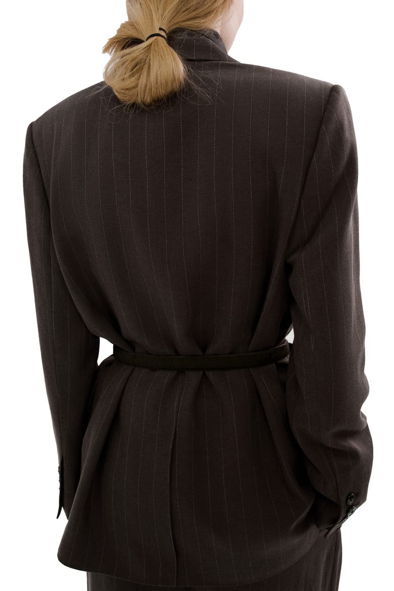 Pinstripe Suit Blazer, Alternate, color, CHOCOLATE