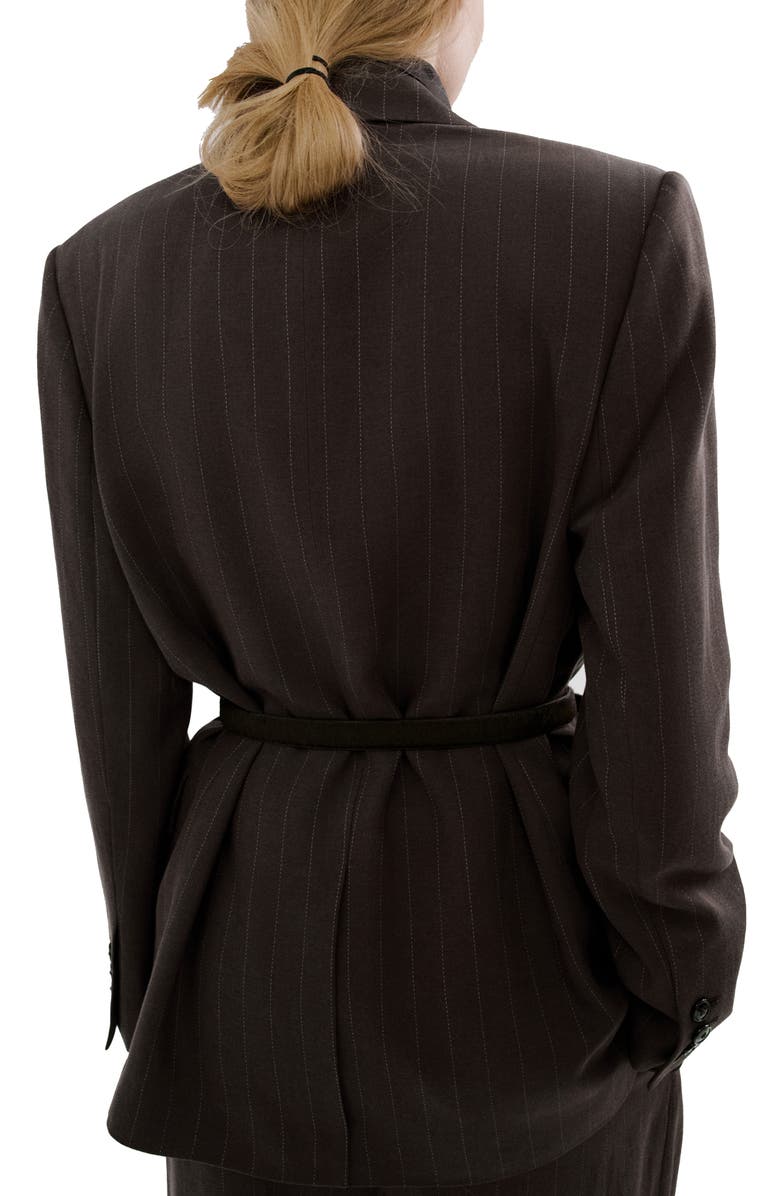 MANGO Pinstripe Suit Blazer, Alternate, color, Chocolate