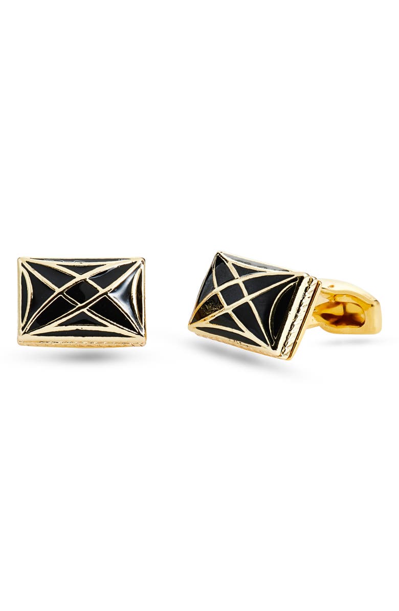 CLIFTON WILSON Two Tone Rectangular Cuff Links, Main, color, Black