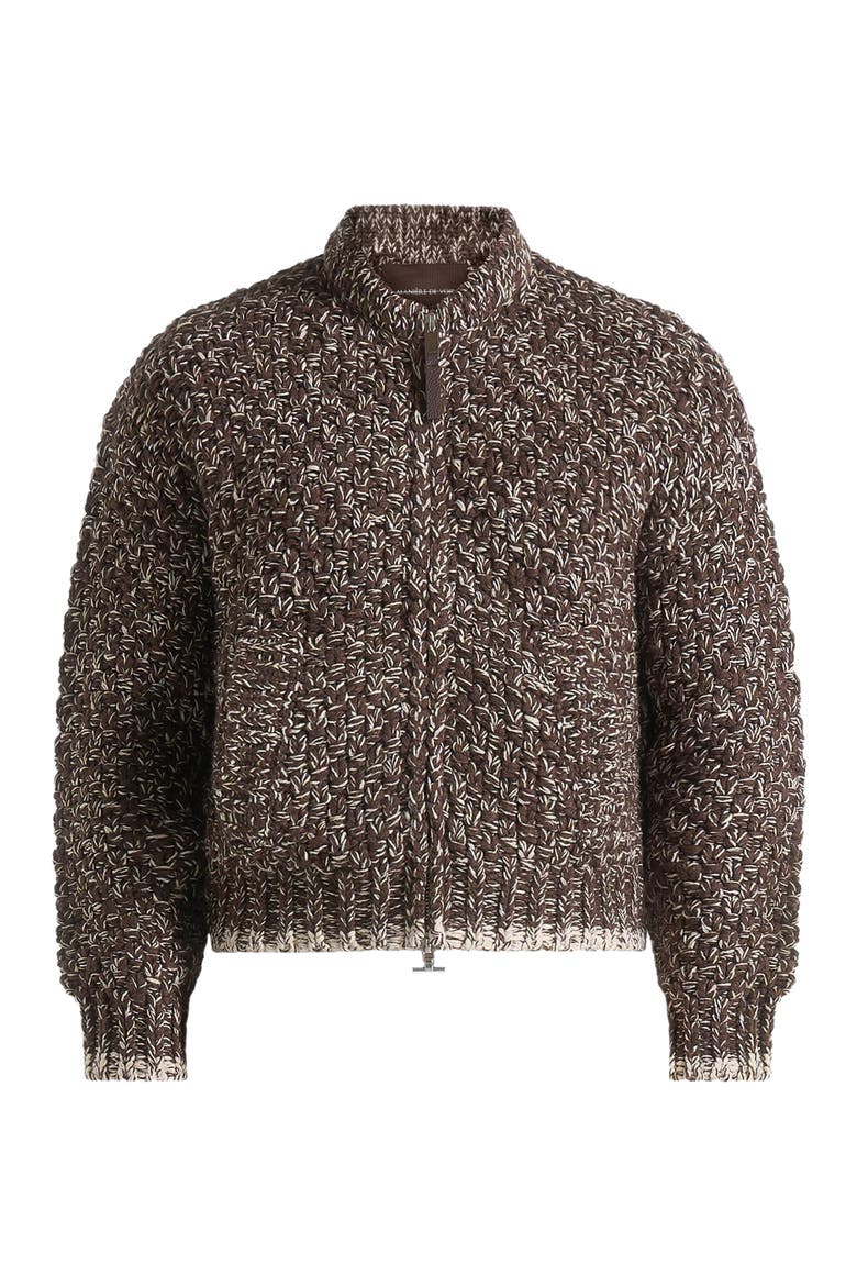 Darel Speckled Knit Bomber Jacket, Alternate, color, Brown