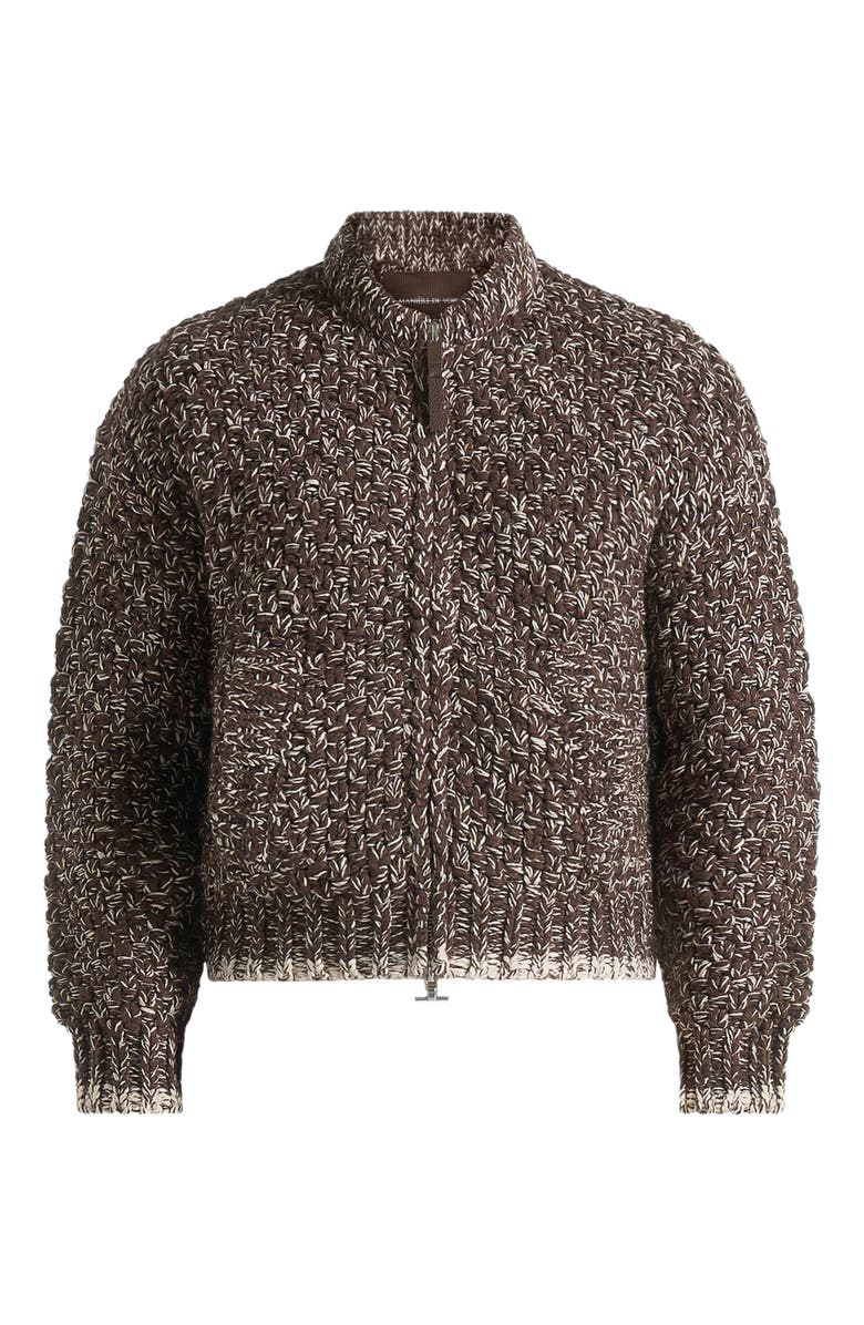 Manière De Voir Darel Speckled Knit Bomber Jacket, Alternate, color, Brown