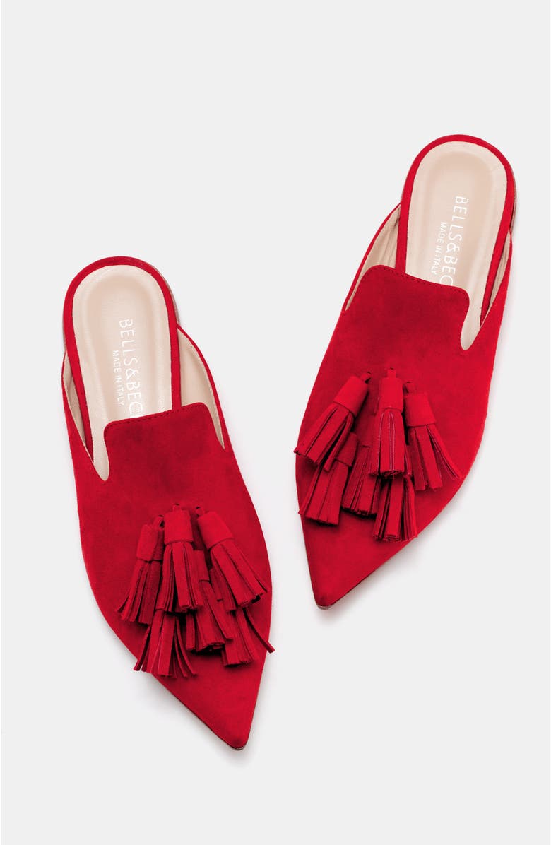 BELLS & BECKS Mirella Pointy Toe Tassel Mule, Alternate, color, Red