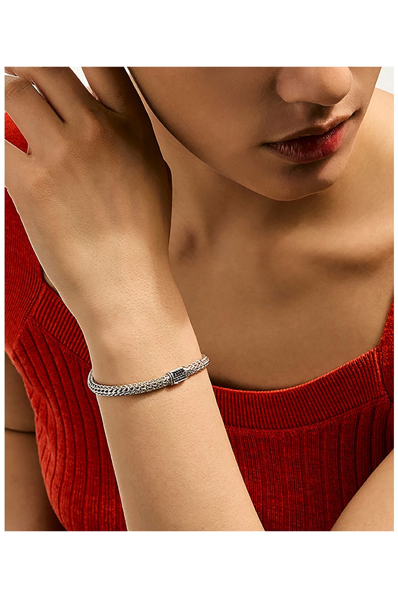 Icon Bracelet, Sterling Silver, Pavé, 5mm, Alternate, color, BLACK SAPPHIRE