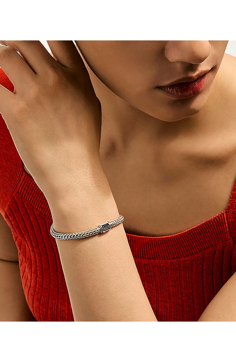 John Hardy Icon Bracelet, Sterling Silver, Pavé, 5mm, Alternate, color, Black Sapphire