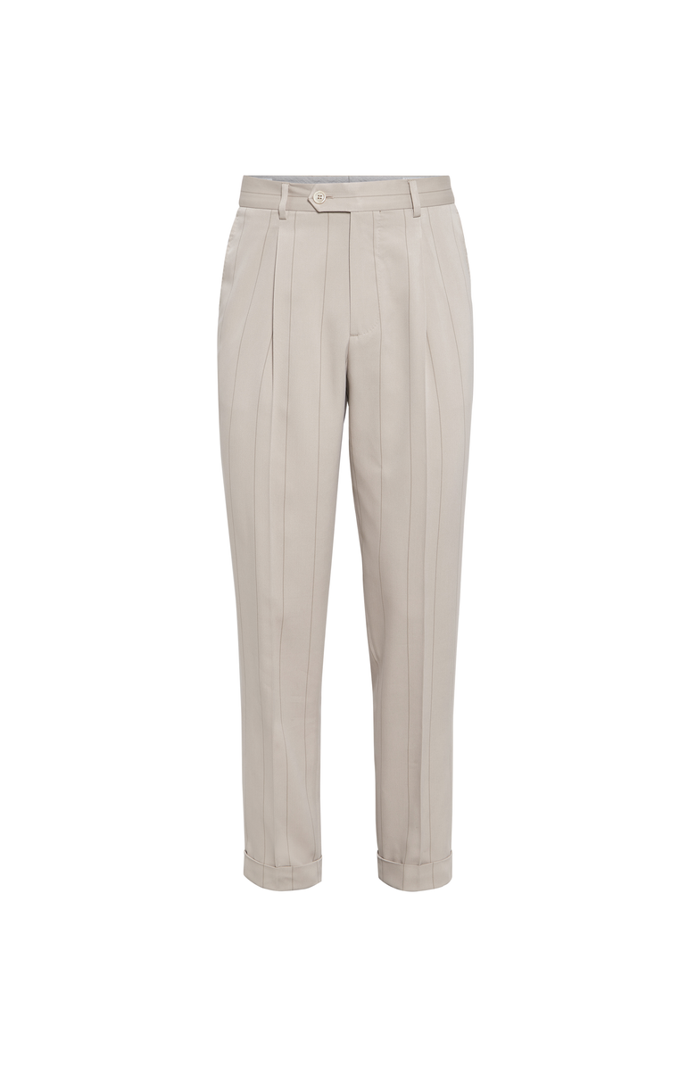 Brunello Cucinelli Leisure fit trousers with pleats, Main, color, Ivory