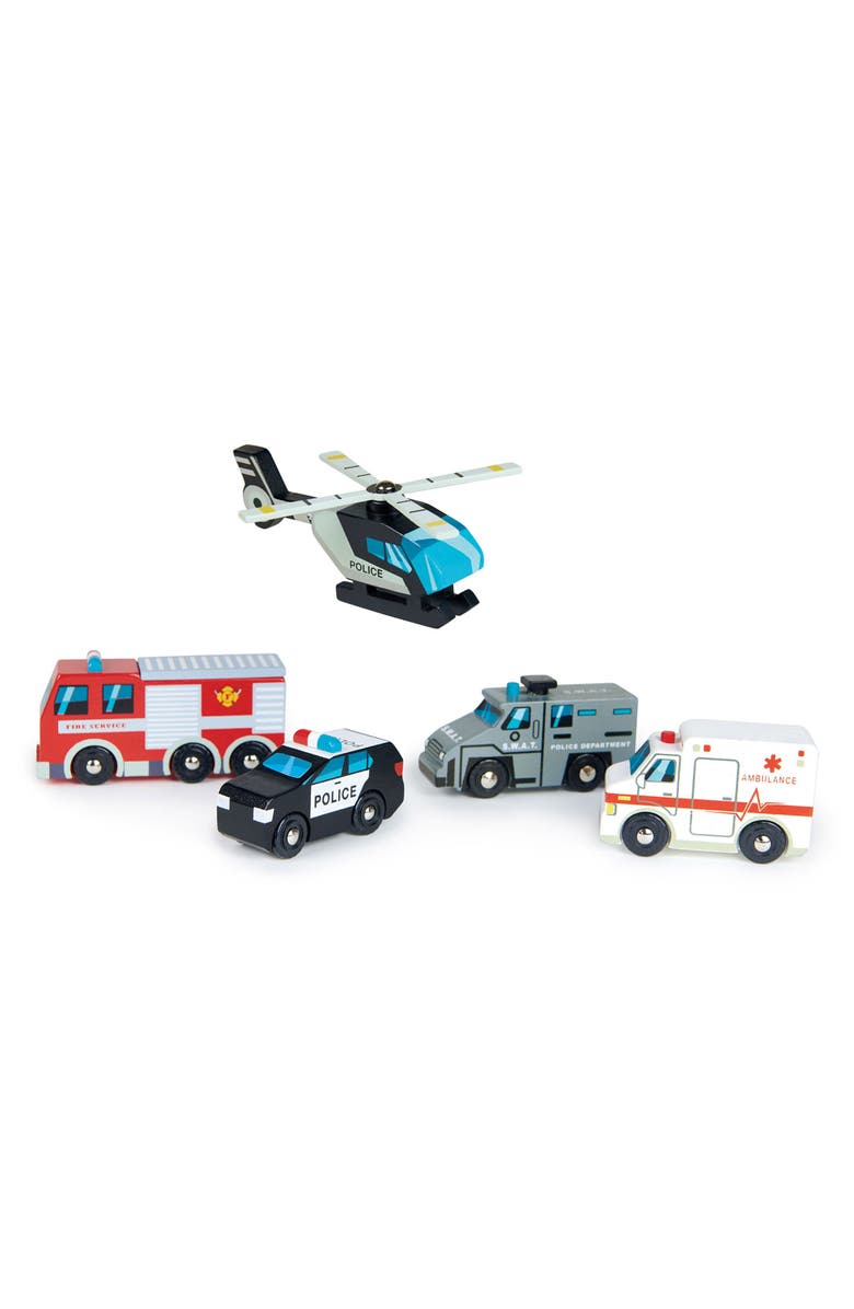 Tender Leaf Toys Emergency Vehicle Wooden Toy Set, Alternate, color, Multi