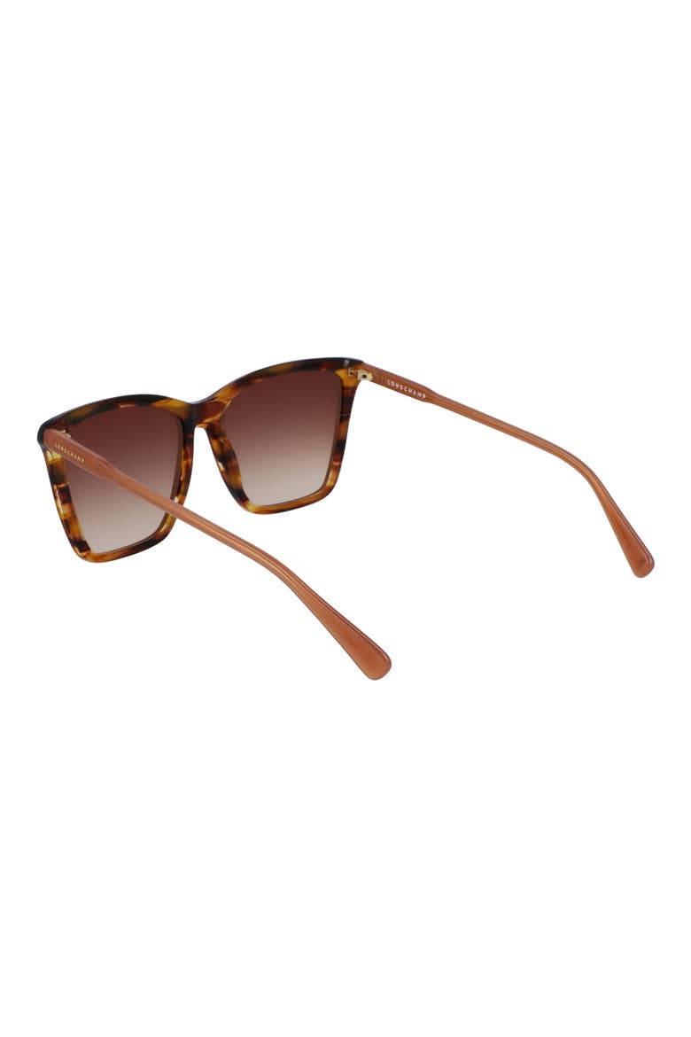 Le Pliage 56mm Gradient Rectangular Sunglasses, Alternate, color, BROWN HORN