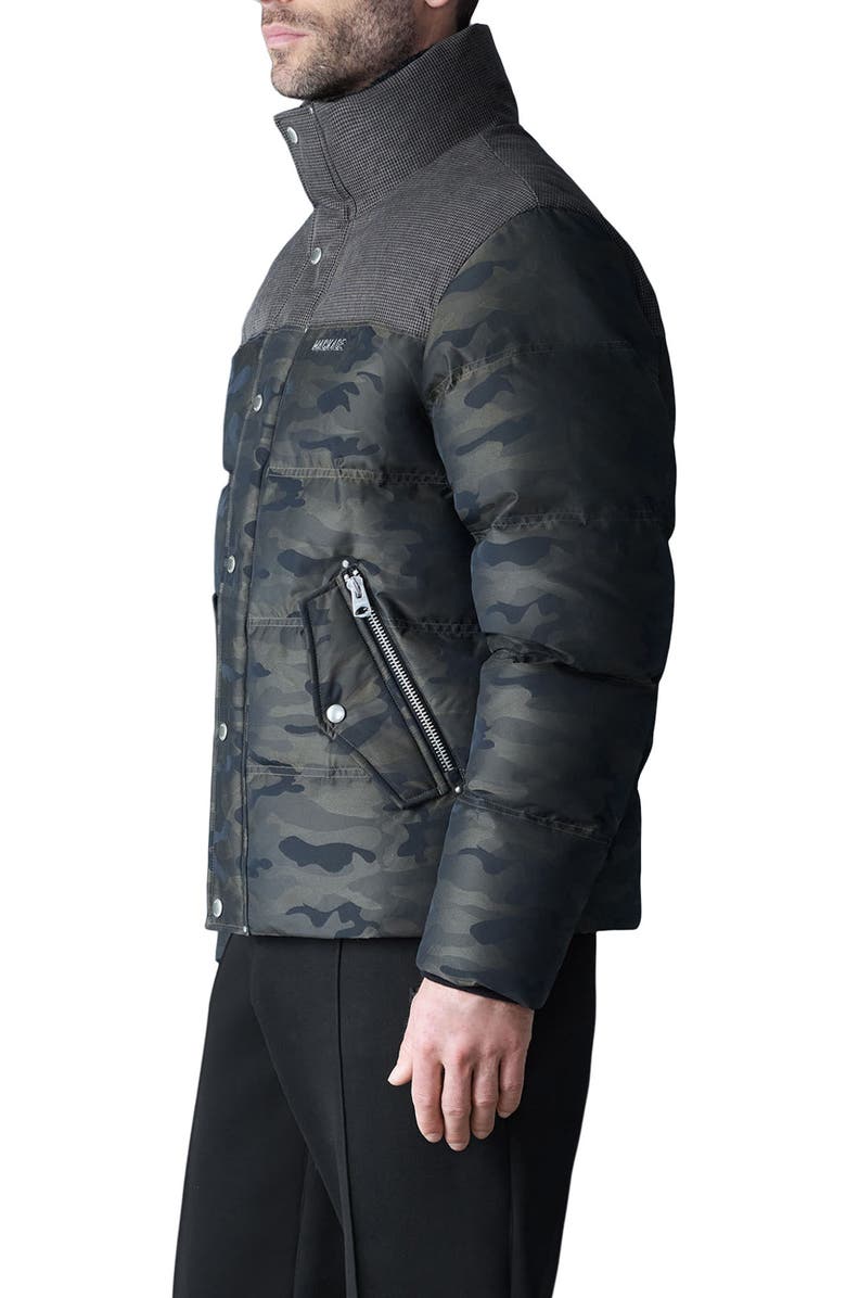 Mackage Everett Mixed Media Down Puffer Jacket, Alternate, color, Army-Carbon Multi