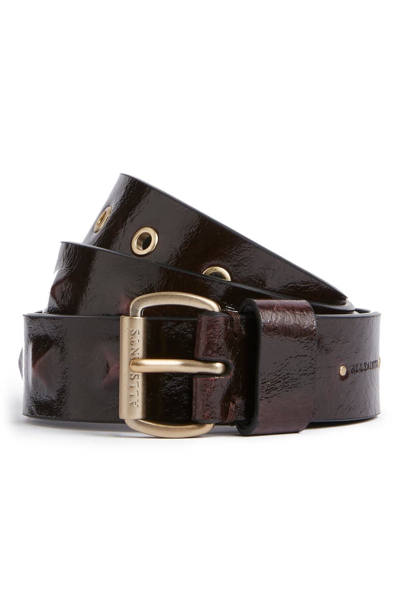 AllSaints Pyramid Stud Leather Belt, Alternate, color,