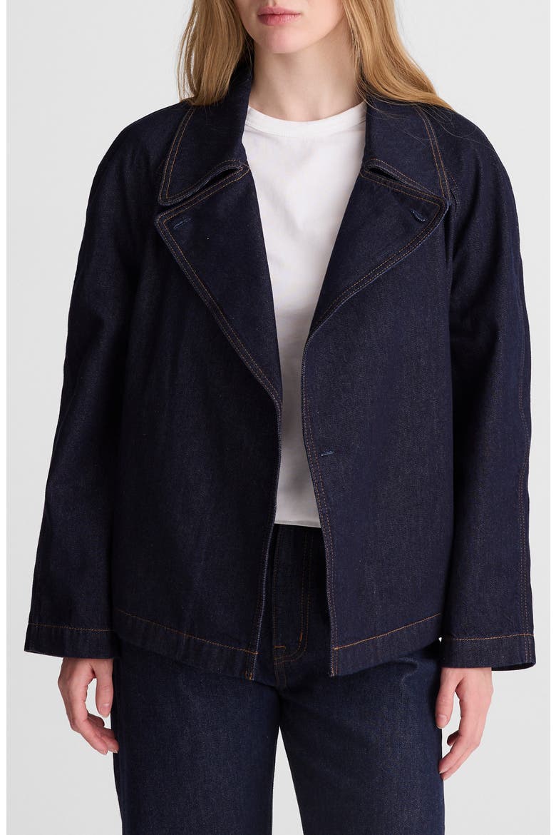 Cropped Cotton Denim Trench Coat, Main, color, RINSE WASH
