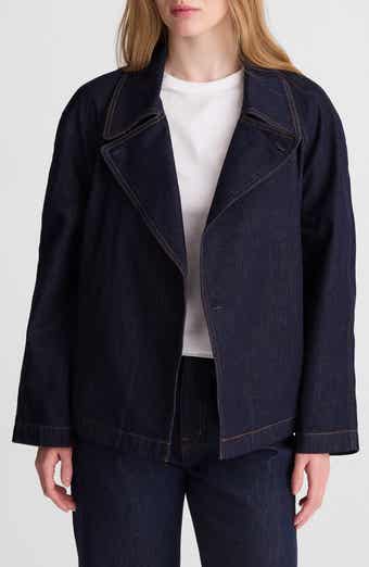Cropped Cotton Denim Trench Coat