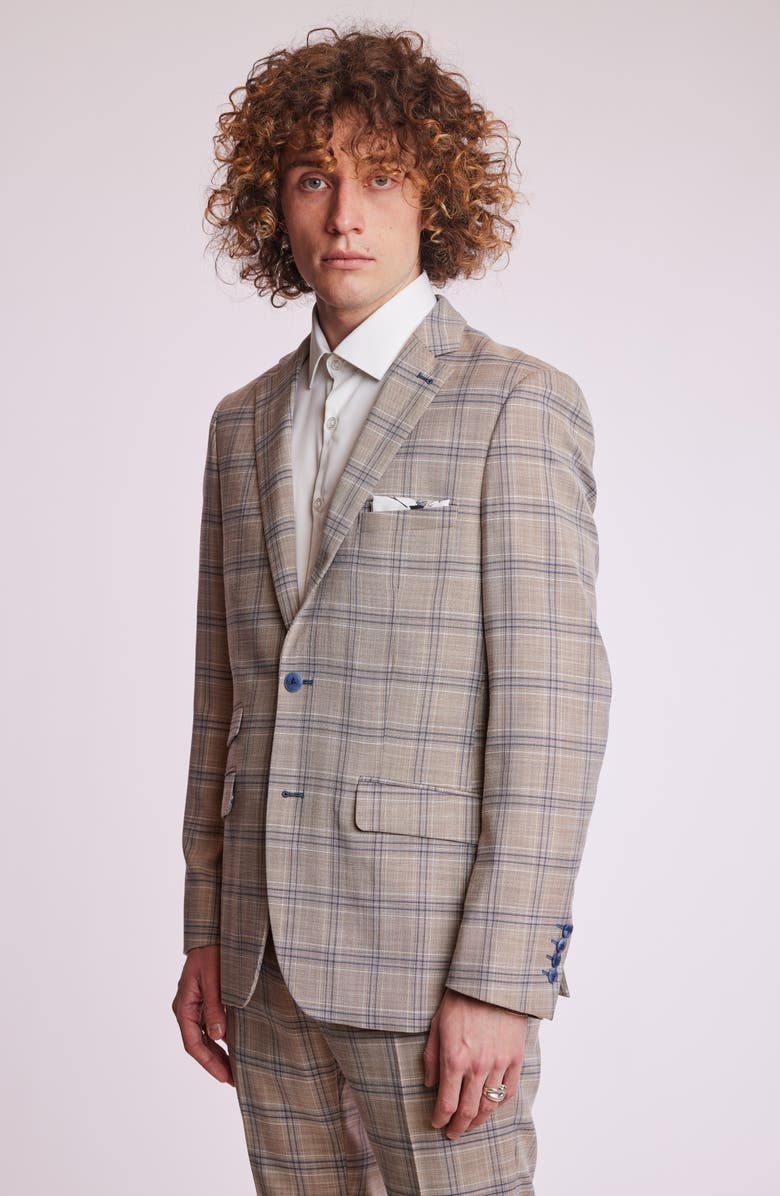 PAISLEY & GRAY Dover Slim Fit Plaid Sport Coat, Alternate, color, Tan Blue White Check