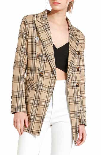 Belle & Bloom Too Cool for Work Plaid Double Breasted Blazer