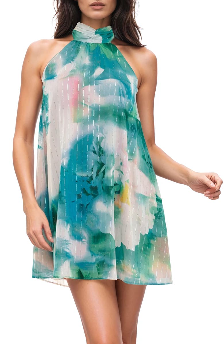 Socialite Metallic Halter Minidress, Alternate, color,