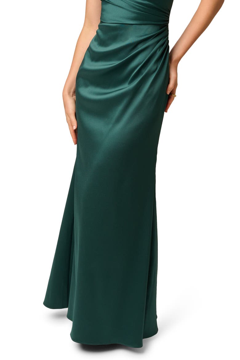 Asymmetric Stretch Mikado Gown, Alternate, color, FOREST