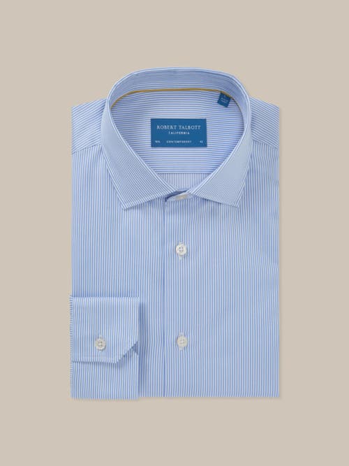 Robert Talbott Reynolds Mini Stripe Twill Shirt In Blue