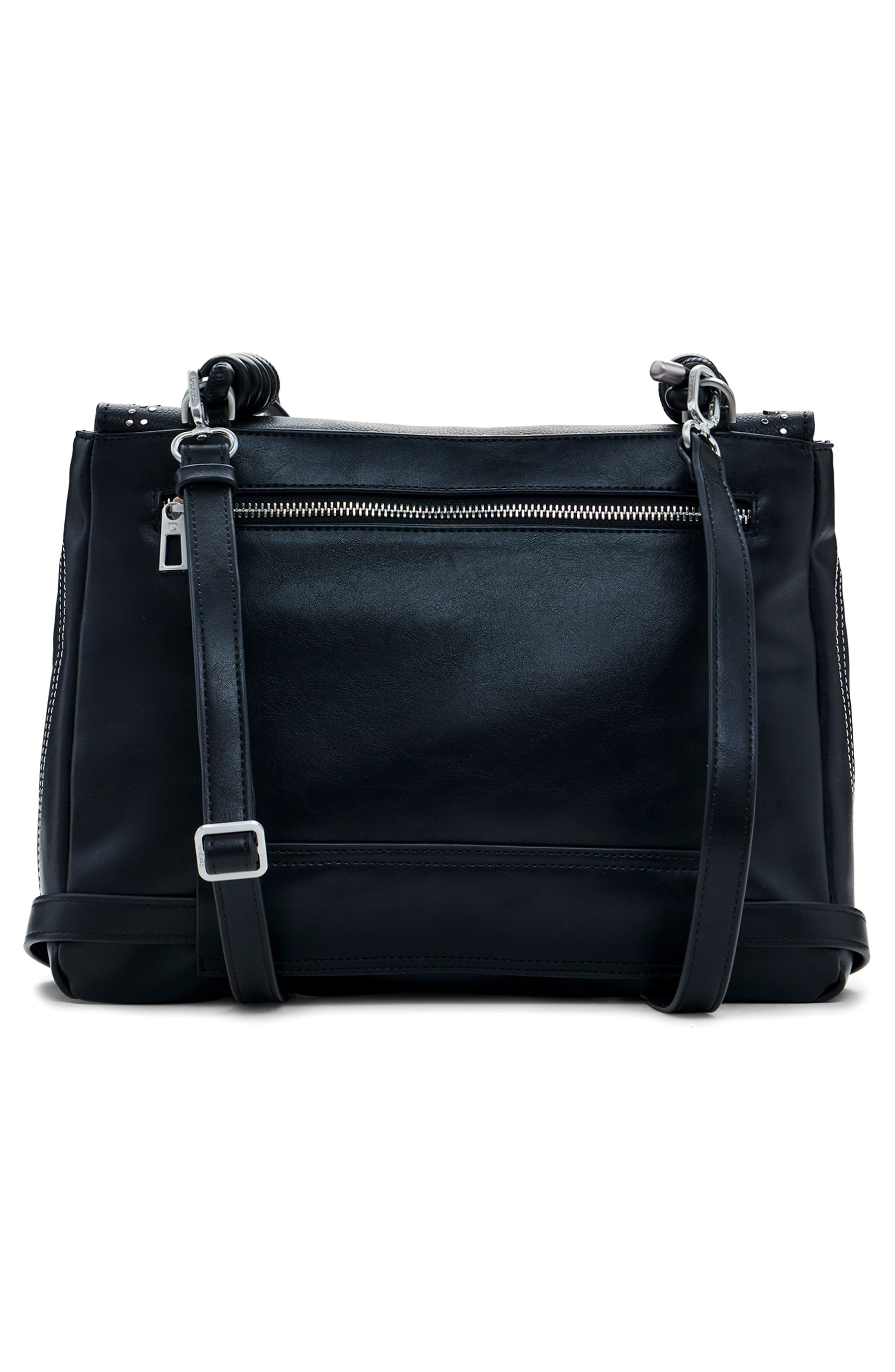 Desigual Rivet Detail Faux Leather Shoulder Bag, Alternate, color, Black