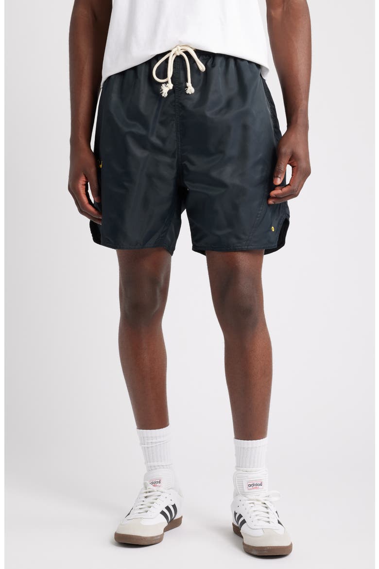 Olympic Embroidered Logo Nylon Shorts, Main, color, COAL