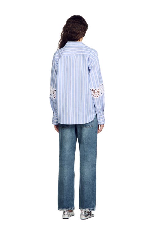 Sandro Striped Shirt In Blue