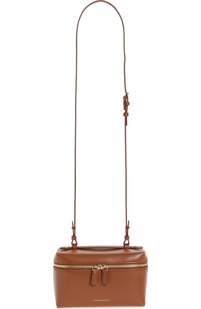 Victoria Beckham Vanity Case Leather Crossbody Bag, Main, color, Dark Tan