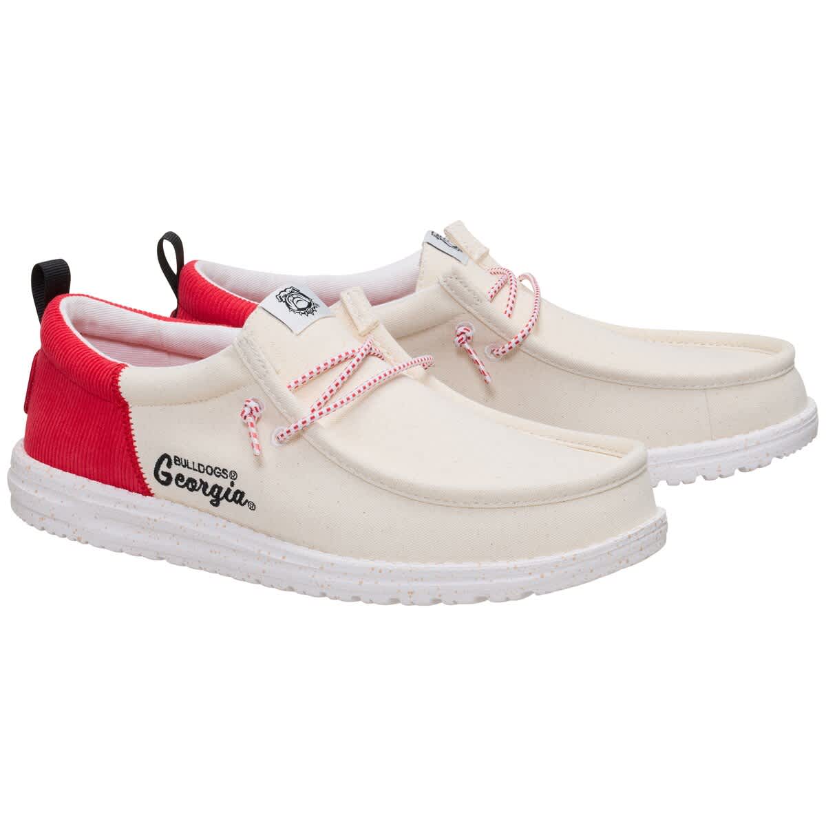 Hey Dude Men's Hey Dude  White/Red Georgia Bulldogs Wally Casual Slip-On Shoes, Main, color, 