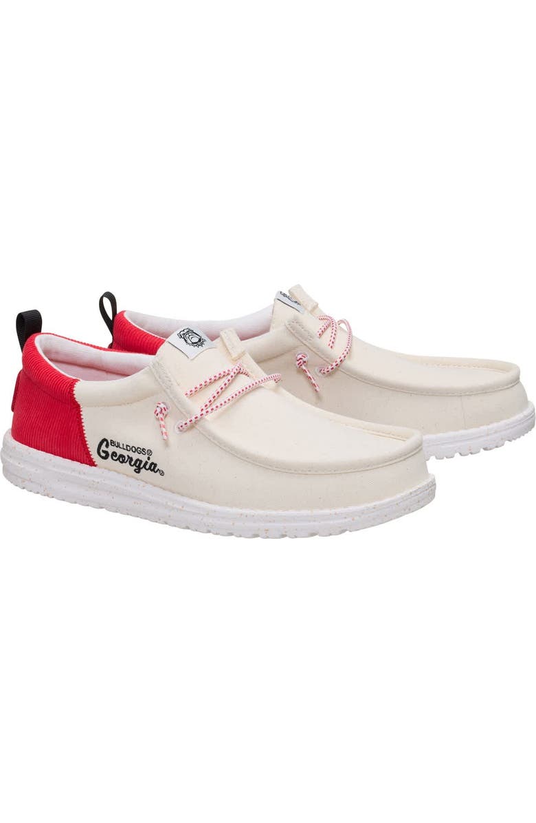 Hey Dude Men's Hey Dude White/Red Georgia Bulldogs Wally Casual Slip-On Shoes, Main, color,