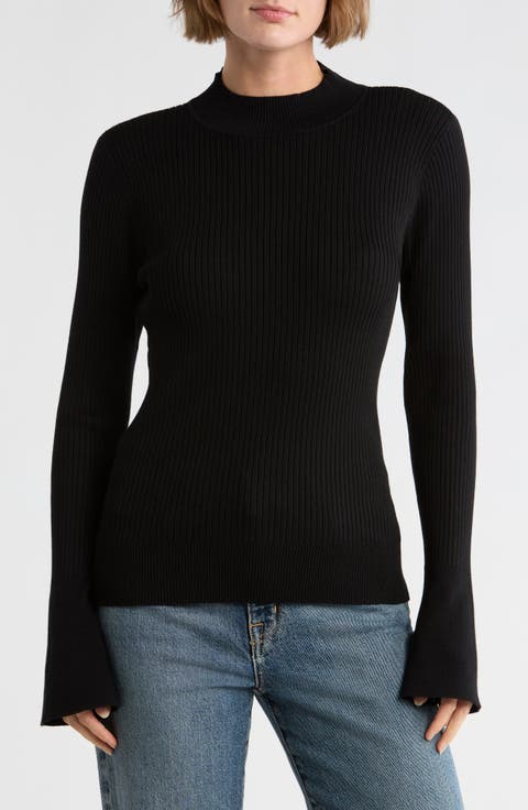 Mock Neck Bell Sleeve Sweater